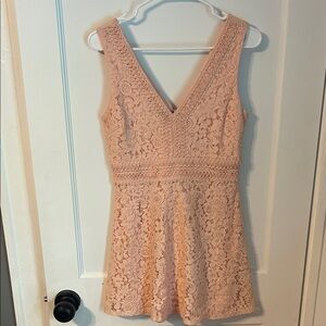 Francesca's Collections Pink Lace Mini Dress